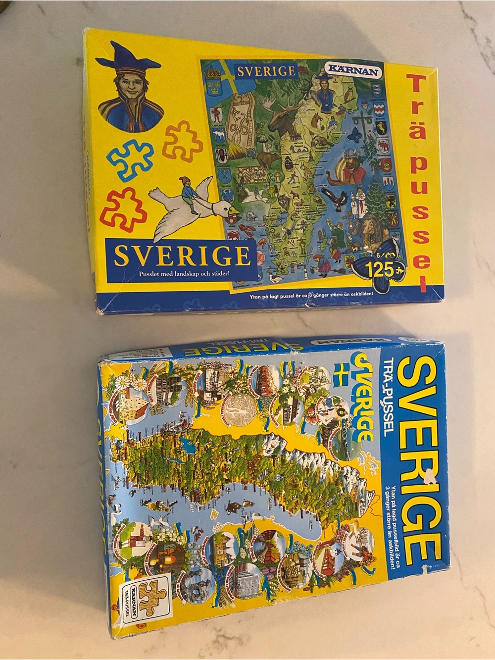 Vintage 2 Karnan Puzzles Sweden Maps Family Fun Collectibles Plywood Pieces